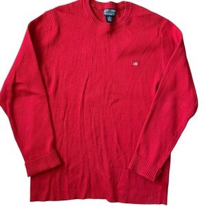 Polo Jeans Company Ralph Lauren Sweater Sz L Red Ribbed Crew Neck
